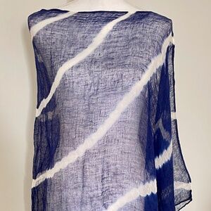 Eileen Fisher Asymmetrical Hand Dyed Sheer Linen Cover-Up
